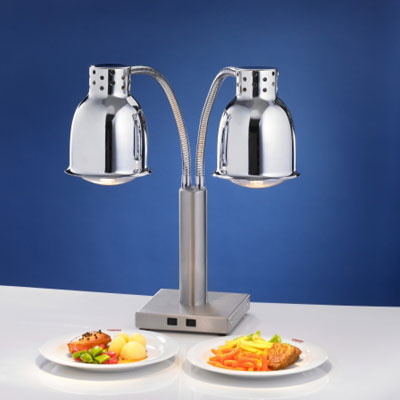 Warmtelamp met voetplaat 2-delig afm. 20x20x70cm. 230v/500w chroom Scholl