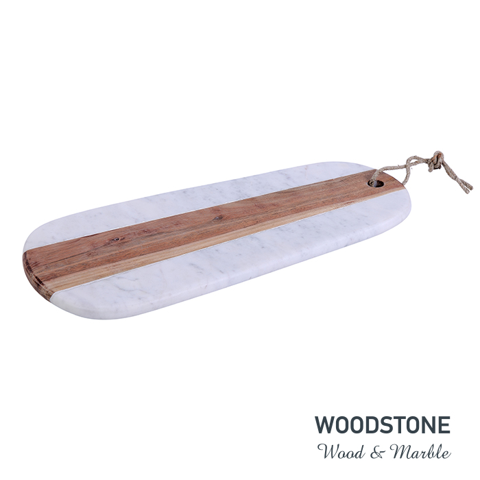 serveerplank serveerbord broodplank kaasplank hout marmer woodstone 46x19cm