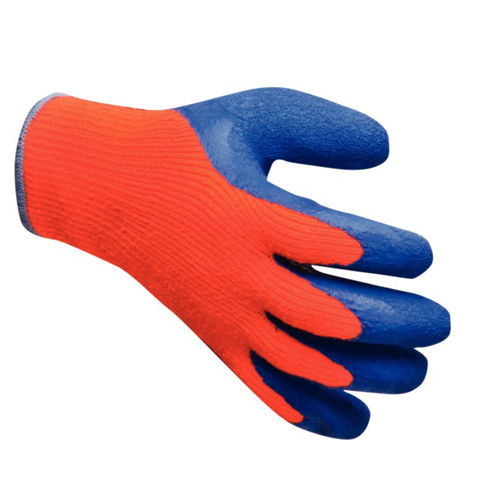 Diepvrieshandschoen latex blauw oranje
