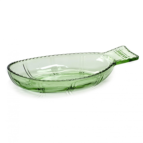 visschotel diep 26x14cm geperst glas transparant groen fishfish serax servies