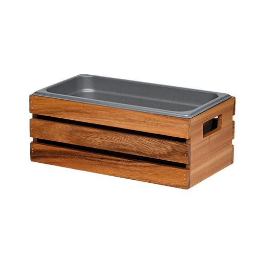 Buffetkistje gn 1/3 afm. 32,5x18x(h)12,3cm. acacia hout