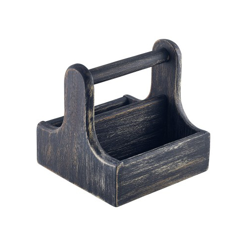 Tafelcaddy tafelmenage afm 15x15cm draagbaar hout zwart