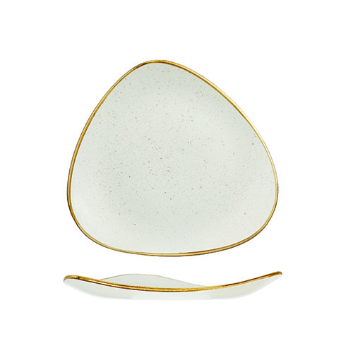 Bord driehoekig kleur Barley White afm. 22,9cm. Churchill Stonecast