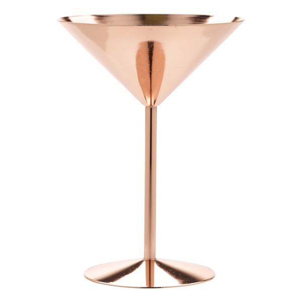 Martini glas hoge voet inh. 240ml. roestvrijstaal kleur Koper