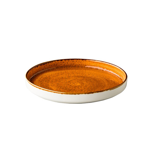 BORD DIAM 20.5CM M OPSTAANDE RAND JERSEY ORANJE Q AUTHENTIC