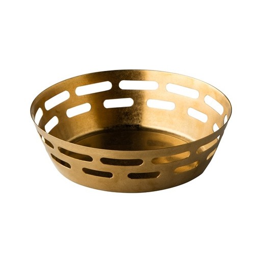 broodmandje diam 17cm vintage rvs goud