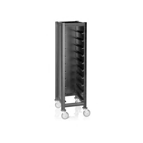 egaalwagen voor 10 dienbladen 1 1gn afm 60x445x165cm zwart aluminium
