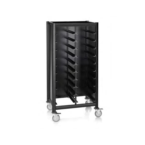 egaalwagen voor 20 dienbladen 1 1gn afm 60x80x165cm zwart aluminium