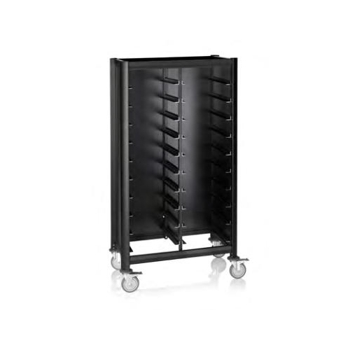 egaalwagen voor 20 dienbladen afm 515x86x165cm zwart aluminium